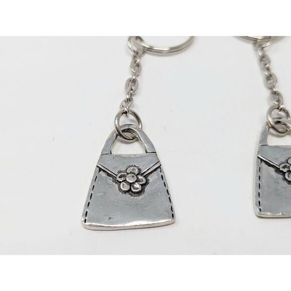 Silver-Tone Purse Handbag Shaped Key Rings Fob Chain Lot of 3 - Picture 2 of 3